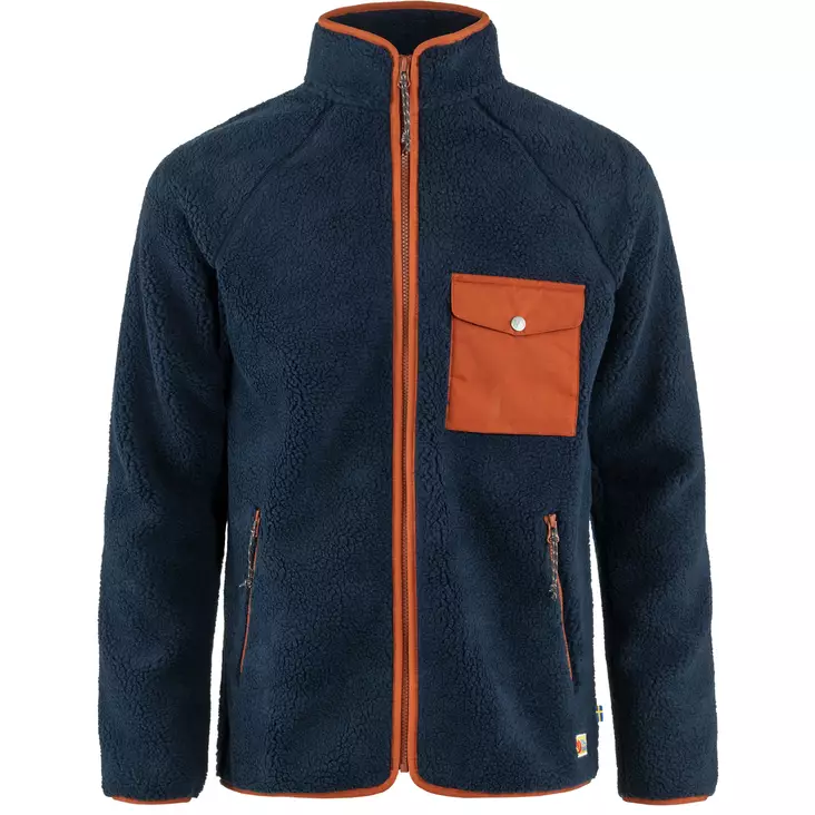 Fjällräven Vardag Pile Fleece M Navy-Autumn Leaf - Fleece Shirts - 7323450786670 - 1
