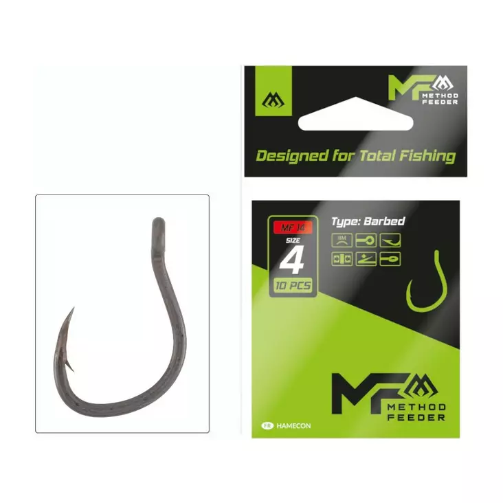 Mikado MF14 Hook Barbed - Eyed & Spade End Hooks - 5900637119760 - 1