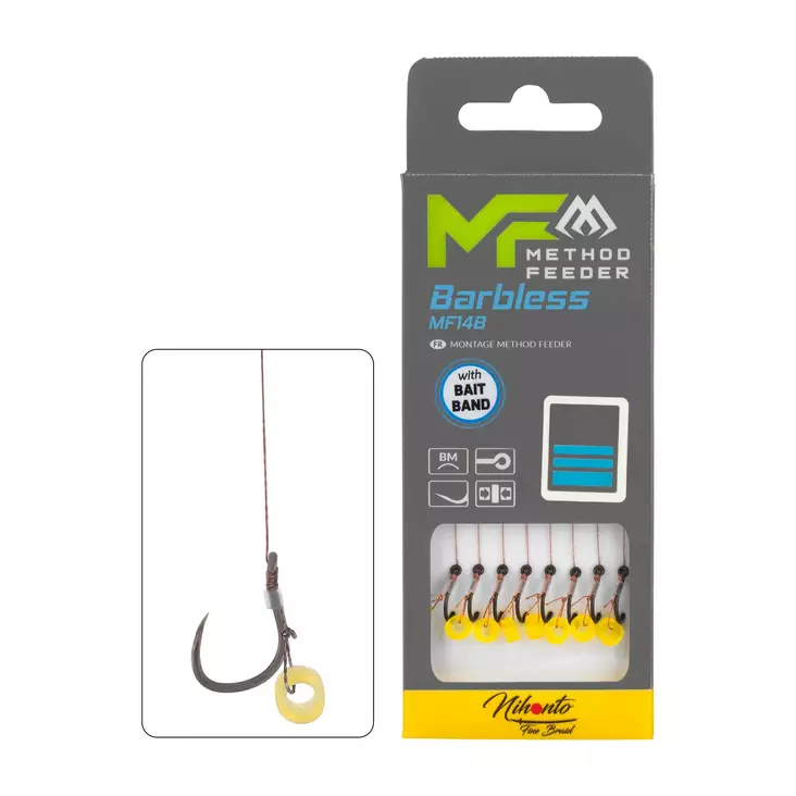 Mikado MF Rig MF14 Bait Band Barbless Braid 10cm - Ready Tied Hooks - 5900637120810 - 1