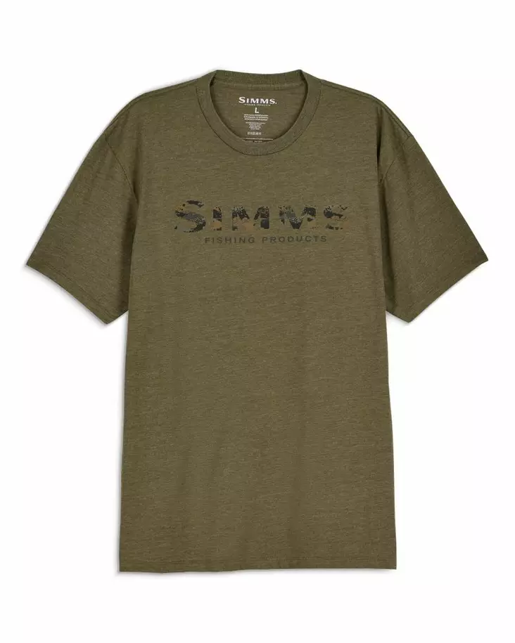 Simms Shroud Fill Logo T-Shirt Military Heather - Men T-Shirts - 694264711750 - 1
