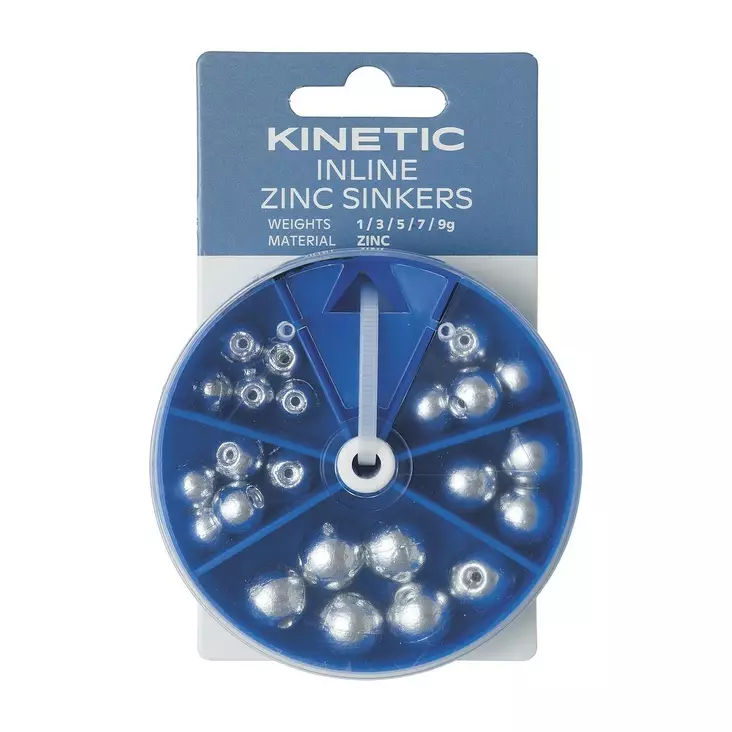 Kinetic Inline Zinc Sinkers Assortment - Split Shot & Styl Weights - 5707461302371 - 1
