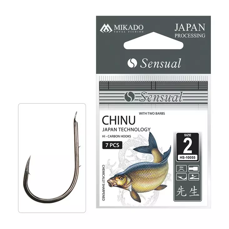 Mikado Sensual Chinu with Barbs 7 pcs #2 - Eyed & Spade End Hooks - 5900637616511 - 1