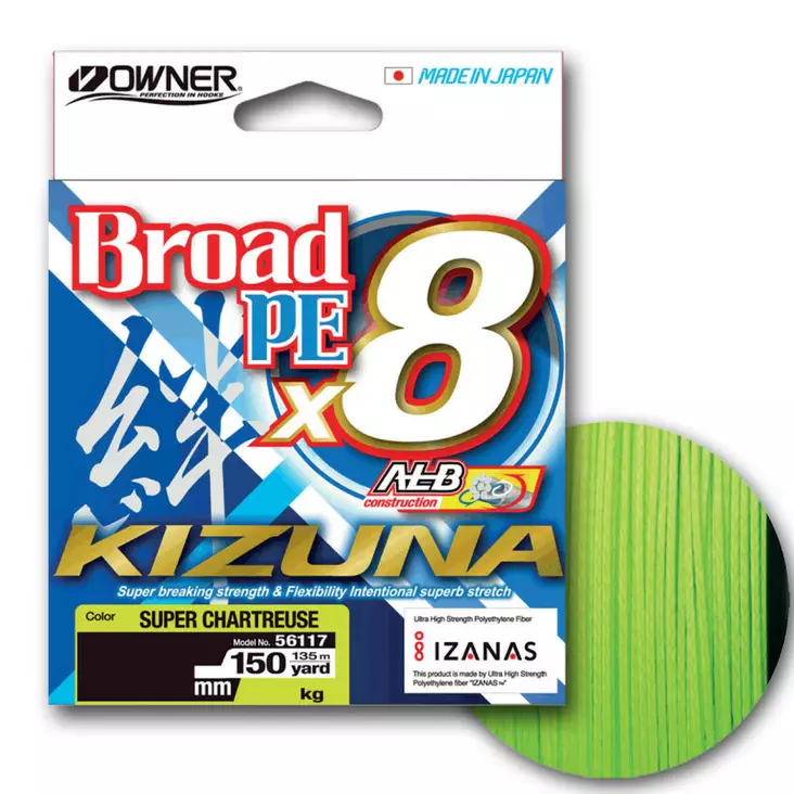 Owner Kizuna 8-Braid Super Chartreuse - Braided Lines - 4953873484391 - 2