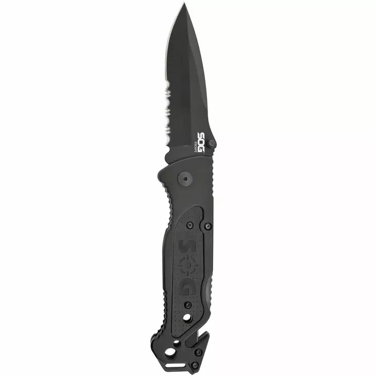SOG Escape Clip Point Serrated Black - Foldable Knives - 729857996631 - 1