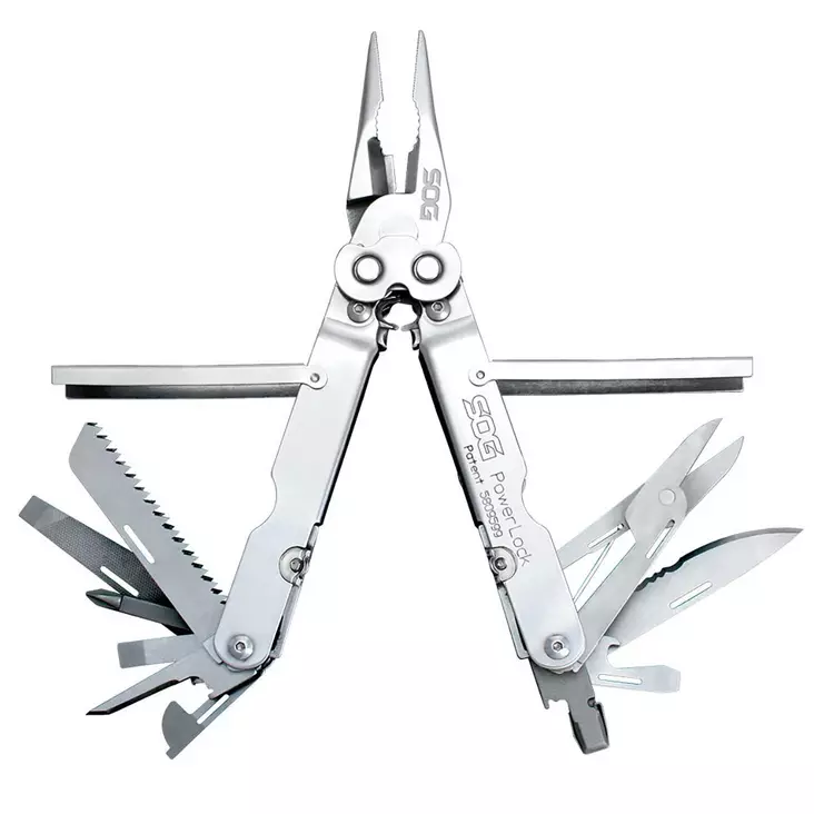 SOG Powerlock W/ Scissors Satin - Multi Functional Tools - 729857993951 - 1