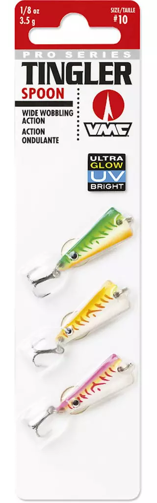 VMC Tingler Spoon Glow UV Kit - Ice Fishing Lures for Arctic Char - 043193130451 - 1