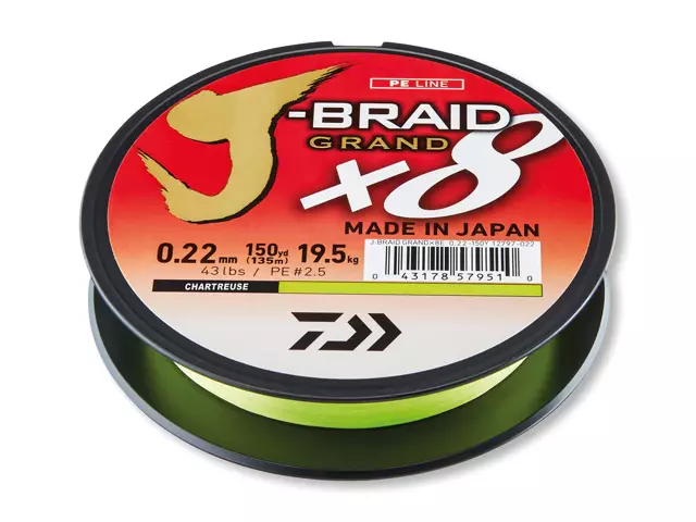 Daiwa J Braid Grand X8 Chartreuse - Braided Lines - 043178605332 - 2