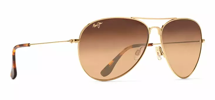 Maui Jim Mavericks - Gold Titanium Frame with HCL Bronze Lens - Plastic Lenses - 603429022112 - 1