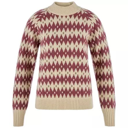 Fjällräven Jacquard Knit W Chalk White-True Red - Shirts - 7323451213533 - 1