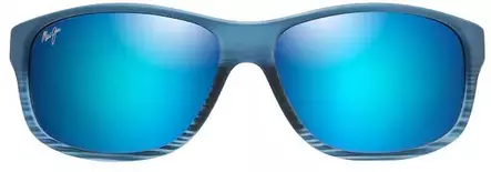 Maui Jim Kaiwi Channel - Blue Black Stripe Frame with Blue Hawaii Lens - Glass Lenses - 603429067373 - 2