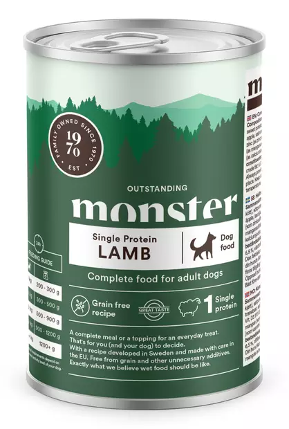 Monster Dog Adult Single Lamb 400g - Monster - 7350040124413 - 1