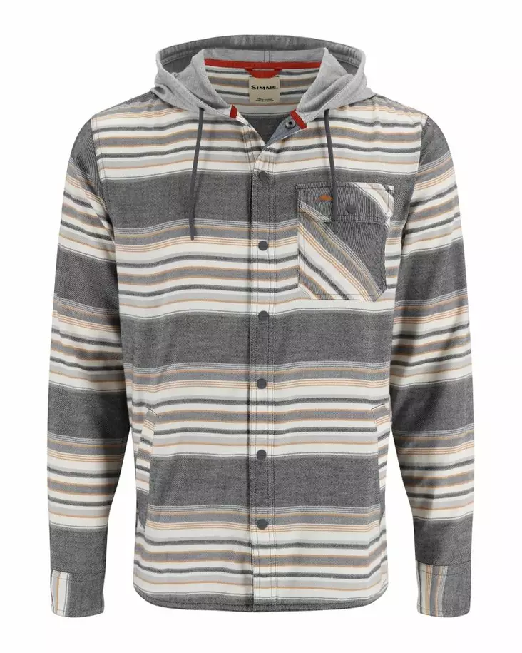 Simms Santee Flannel Hoody Black/Slate Blanket Stripe - Sweatshirts - 694264656273 - 2