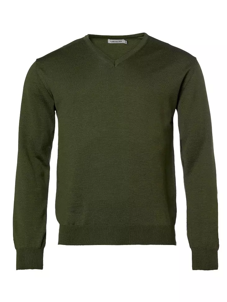 Chevalier Aston V-Neck Merino Pullover Men Pine Green - Shirts - 808491143103 - 1