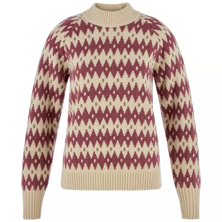 Fjällräven Jacquard Knit W Chalk White-True Red - Shirts - 7323451213533 - 1