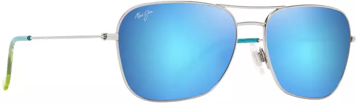 Maui Jim Naauao - Shiny Silver Frame with Blue Hawaii Lens - Plastic Lenses - 603429080143 - 1