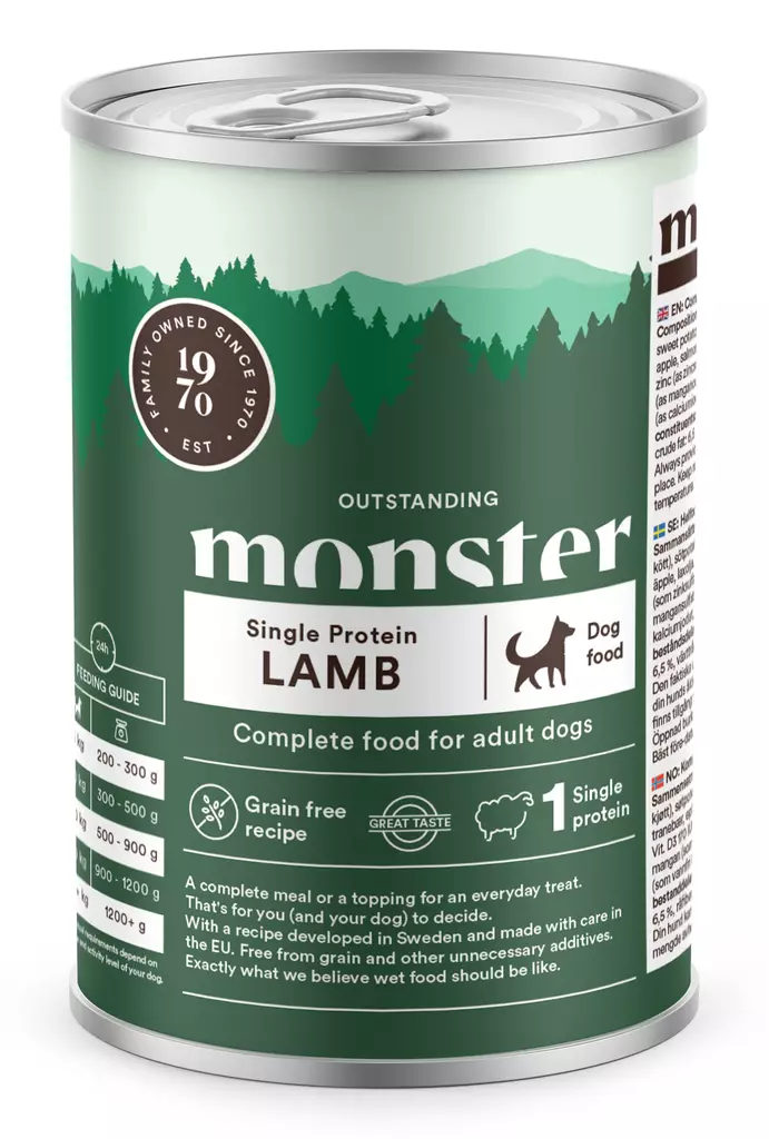 Monster Dog Adult Single Lamb 400g - Monster - 7350040124413 - 1