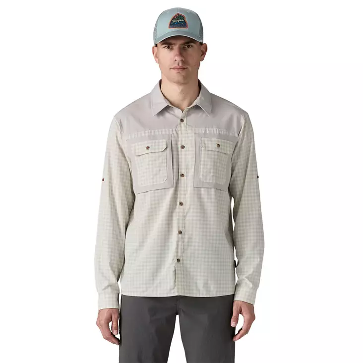 patagonia Mサイズ シャツ Patagonia Mens Self Guided Sun Shirt North Fork: Crisp Grey