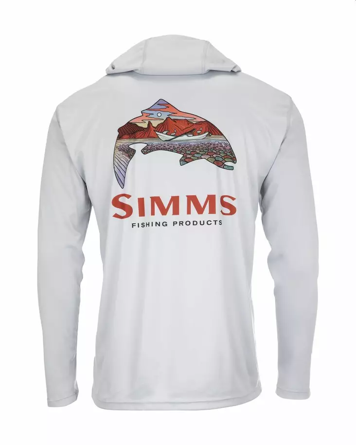 Simms Tech Hoody Artist Series Trout Logo Sterling - Shirts - 694264562673 - 1