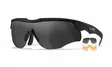 Wiley X WX Rogue Comm Grey & Clear & Light Rust - Matte Black - Shooting Glasses - 712316124324 - 1