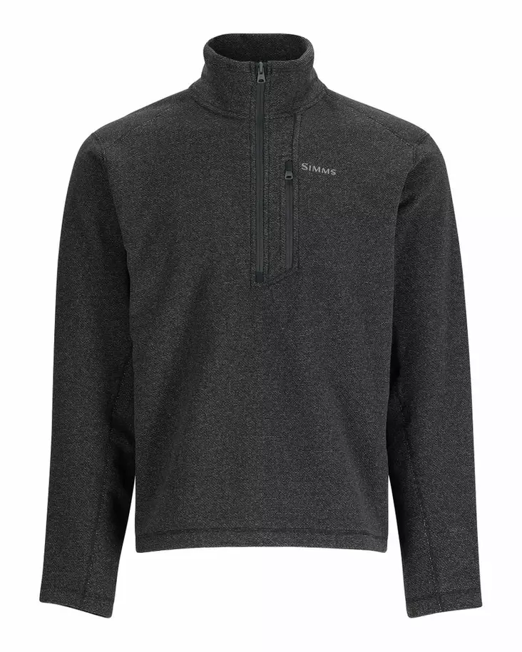 Simms Rivershed Half Zip Black Heather - Shirts - 694264628874 - 2