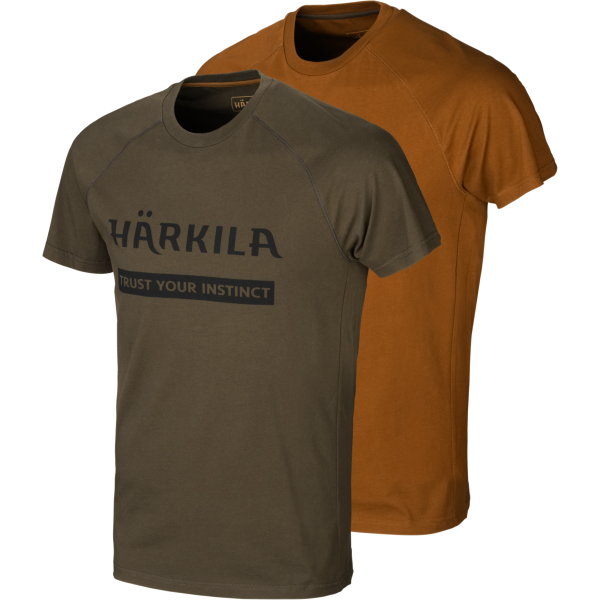 Härkila Logo T-Shirt 2-Pack Green/Clay - Shirts - 16010505904 - 1
