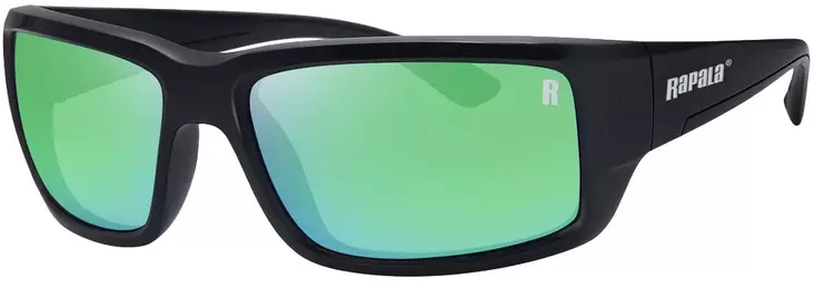 Rapala Amberjack Matte Black Green Mirror - Plastic Lenses - 022677381244 - 1