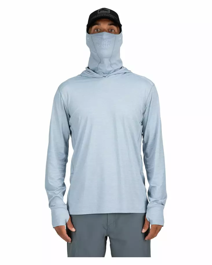Chemise à Capuche Simms SolarFlex Homme XL – Camo Gris, UPF 50, Stretch, Pêche