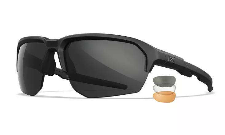 Wiley X WX Jakl Grey & Clear & Light Rust - Matte Black - Shooting Glasses - 712316091534 - 1