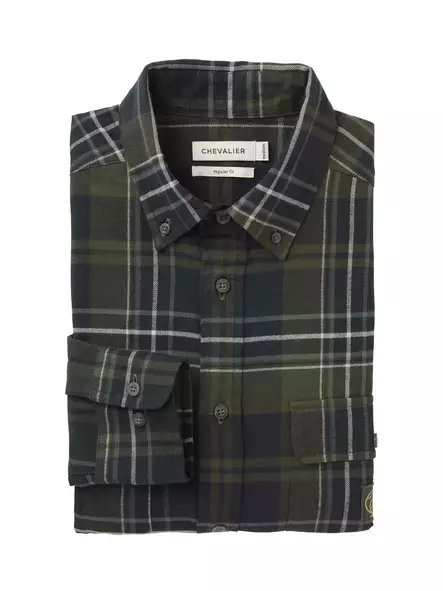 Chevalier Heron Flannel Shirt Men October Green Checked - Shirts - 808491167895 - 2