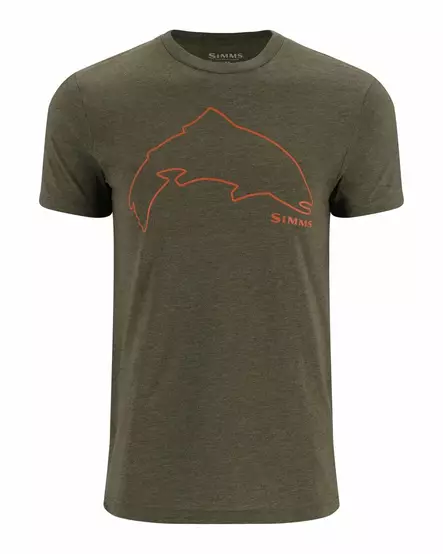 Simms Trout Outline T-Shirt Loden Heather - Men T-Shirts - 694264655795 - 1