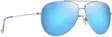 Maui Jim Hauoli XL - Shiny Silver Frame with Blue Hawaii Lens - Plastic Lenses - 603429080105 - 1