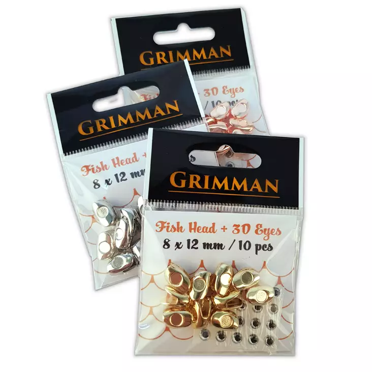 Grimman Fish Head + 3D Eyes 8x12mm - Weighted Eyes - 11808035 - 1
