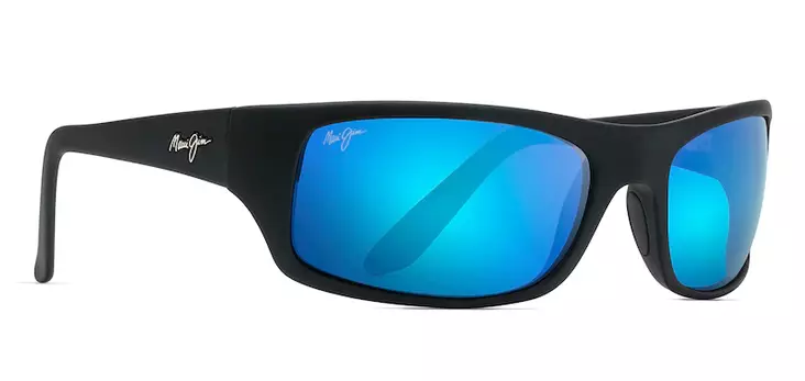 Maui Jim Peahi - Matte Rubber Black Frame with Blue Hawaii Lens - Glass Lenses - 603429041335 - 1