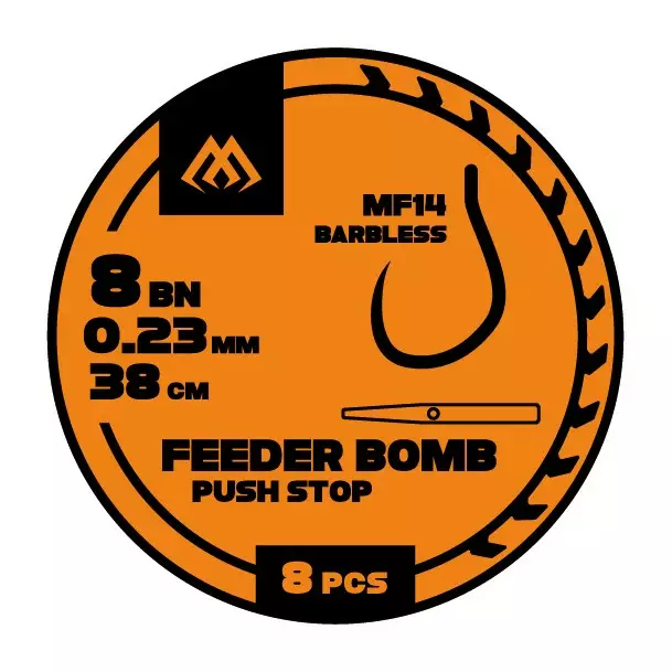Mikado FB Rig MF14 Push Stop Barbless Mono 38cm - Ready Tied Hooks - 5900637119975 - 1