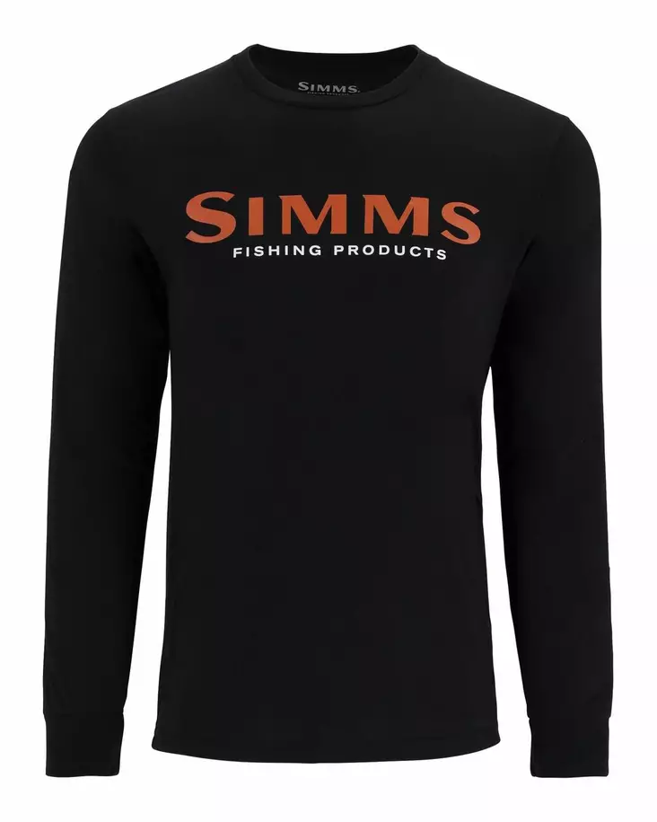 Simms Logo Shirt LS Jet Black - Men T-Shirts - 694264656785 - 1