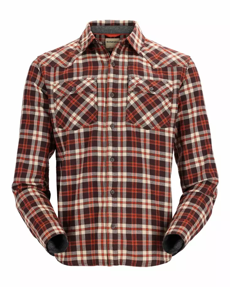 Simms Santee Flannel Mahogany/Tan Camp Plaid - Shirts - 694264581575 - 1
