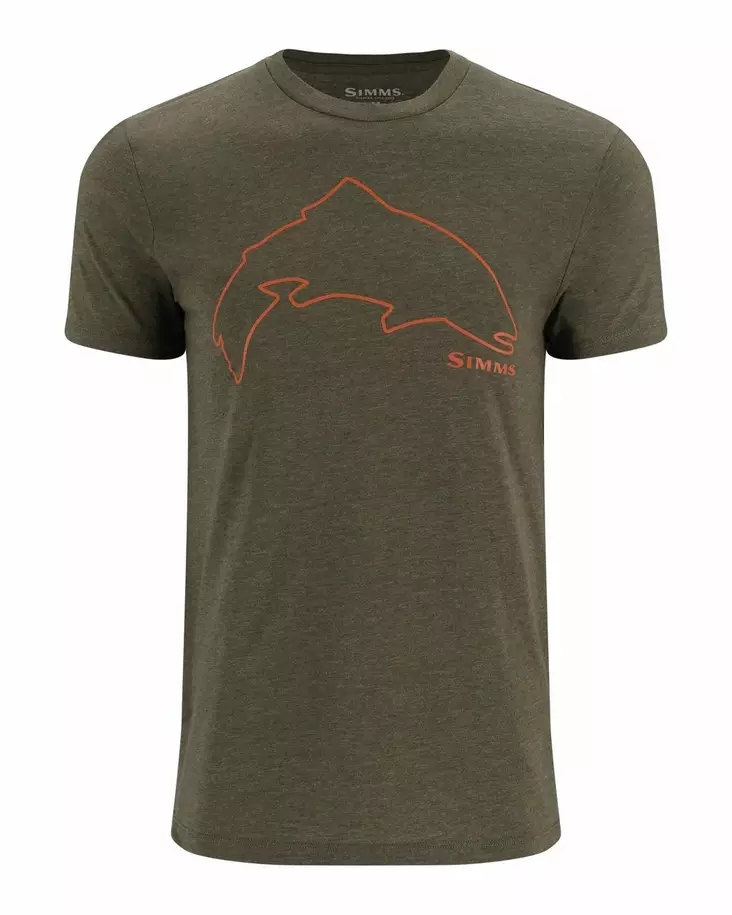 Simms Trout Outline T-Shirt Loden Heather - Men T-Shirts - 694264655795 - 1