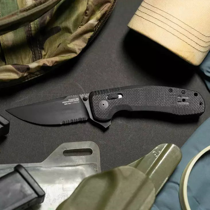 SOG-TAC XR Blackout Serrated - Foldable Knives - 729857010375 - 1