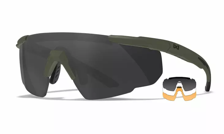 Wiley X Saber Advanced Grey & Clear & Light Rust OD Green - Shooting Glasses - 712316023535 - 1