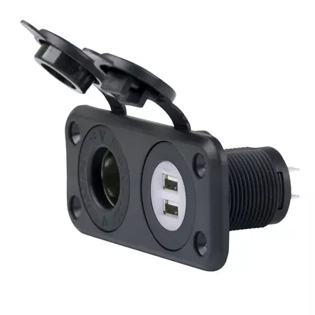 Marinco Dual USB Charger and 12V Receptacle - Battery Accessories - 093344059896 - 1
