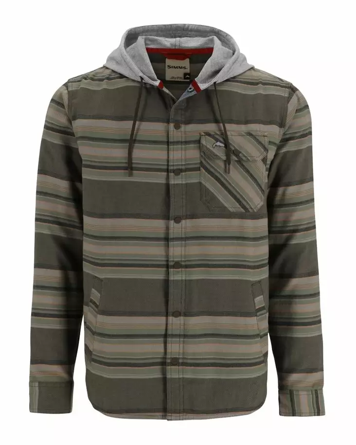 Simms Santee Flannel Hoody Hickory/Dolomite Blanket Stripe - Sweatshirts - 694264656396 - 2