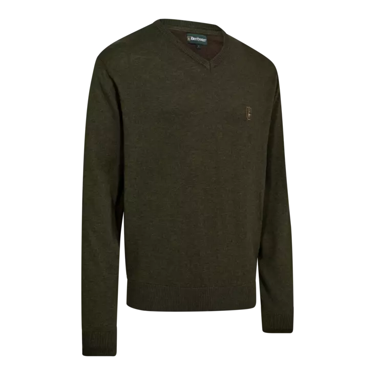 Deerhunter Harrington V-Neck Knit Forest Ember Melange - Shirts - 5702827236246 - 1