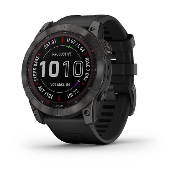 Garmin Fenix 7X Sapphire Solar Carbon Grey DLC Titanium with Black Band - GPS Devices and Wearables - 0753759278236 - 1