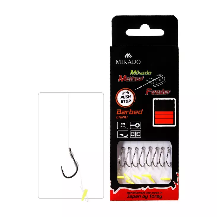 Mikado MF Rig HMFB12P Push Stop Mono Barbed - Ready Tied Hooks - 5900637721086 - 1