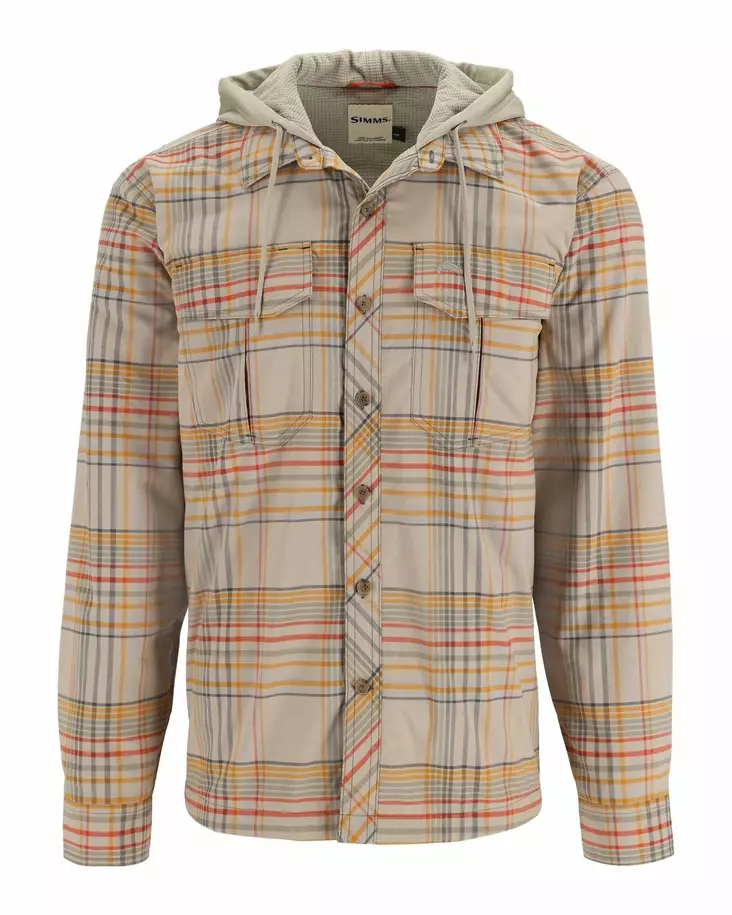 Simms Coldweather Hoody Stone Neo Plaid - Shirts - 694264655337 - 1