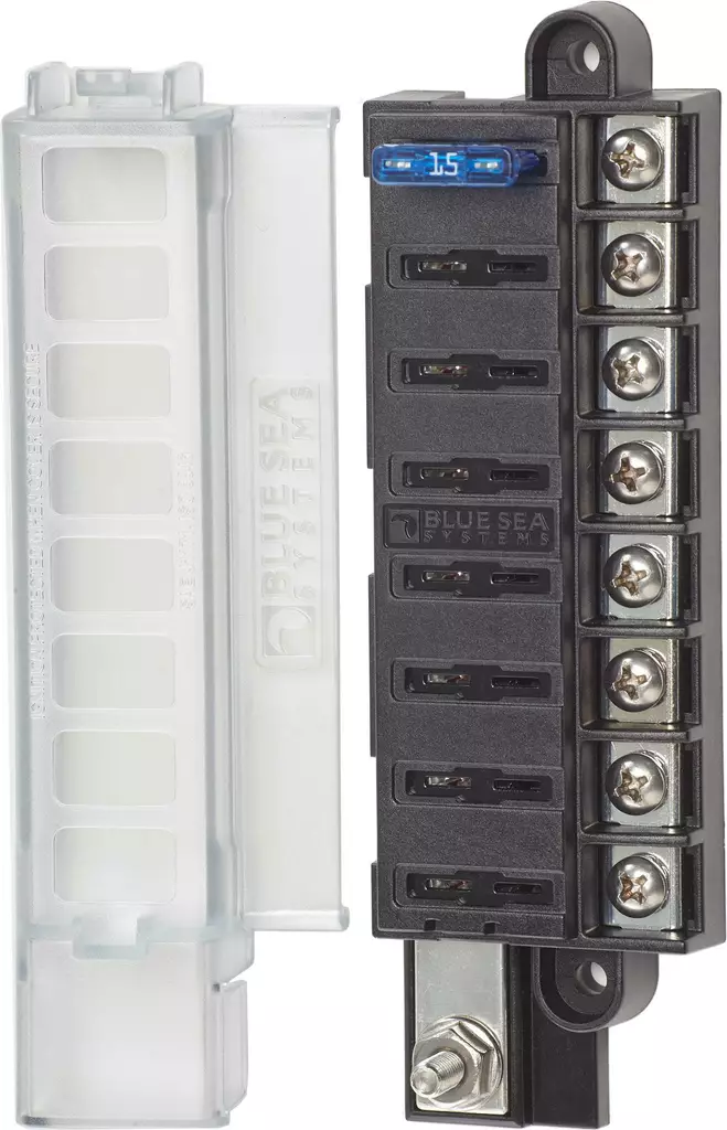 Blue Sea Systems Fuse Block ST-Blade Compact 8 Circuits with Cover - Battery Accessories - 632085050467 - 1