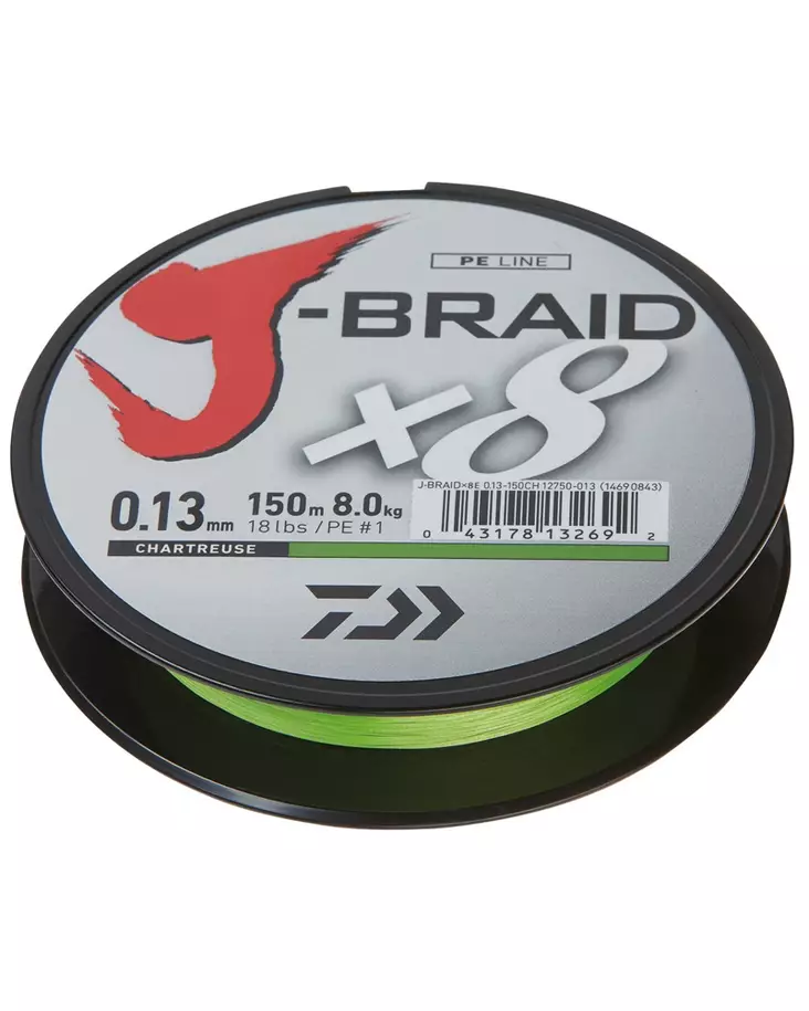 Daiwa J-Braid x8 Chartreuse 1500m - Braided Lines - 043178133187 - 1