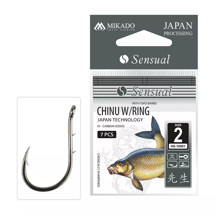 Mikado Sensual Chinu Ring with Barbs 8 pcs #4 - Eyed & Spade End Hooks - 5900637616757 - 1