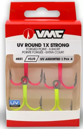 VMC 4551 UV Treble Assorted Round #8 - Hooks - 3359220365077 - 1