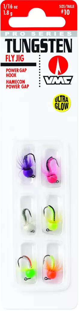 Tungsten Fly Jig Kit #10 1,8gr Glow 6-pc - Ice Fishing Jigs - 043193148487 - 1